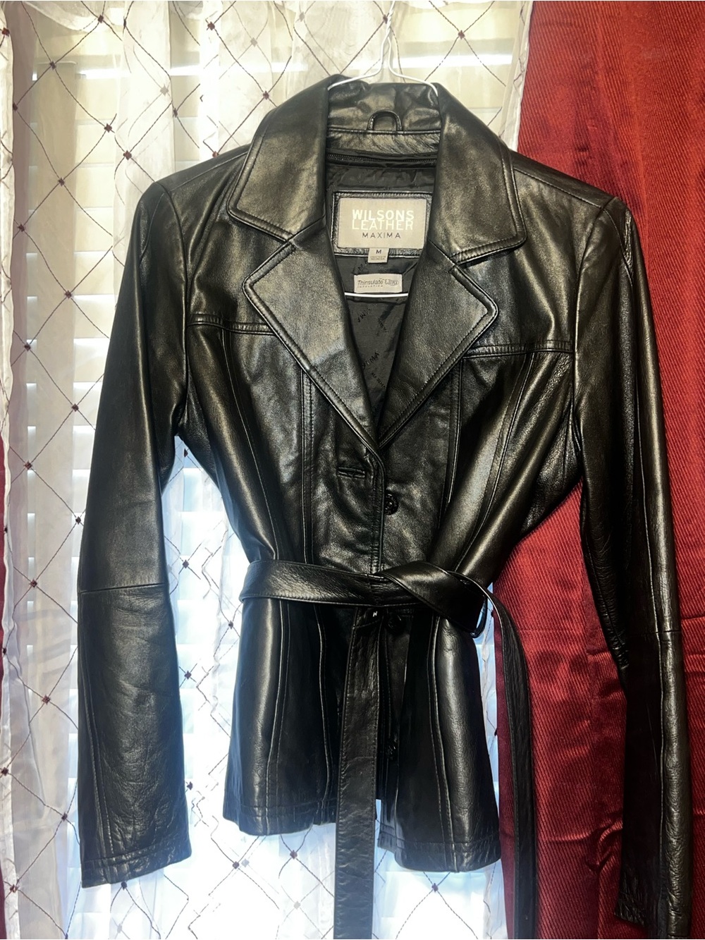 Wilsons Leather Black Belted Women's Leather Jacket